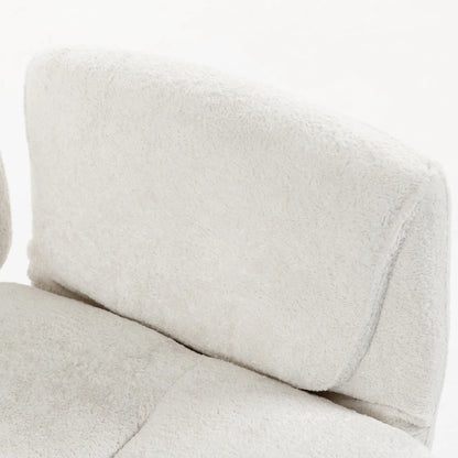 Big Tall Office Chair Flip Armrests Cross Legged 400 lbs, Cream