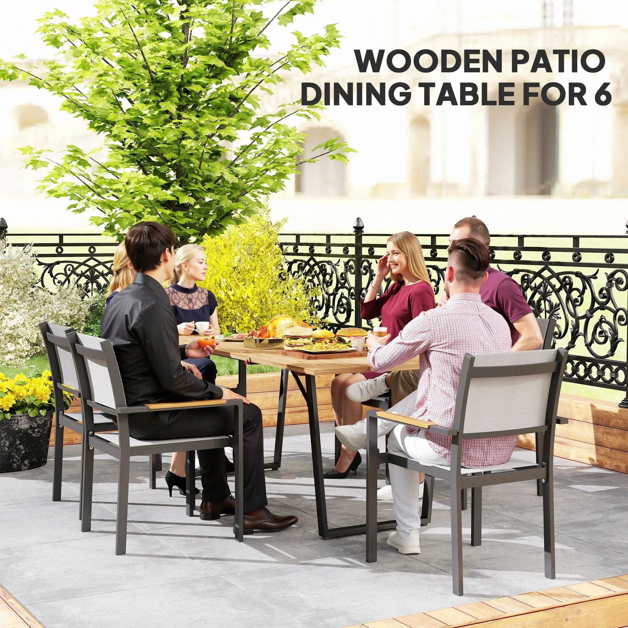 Wooden Outdoor Dining Table for 6, 2