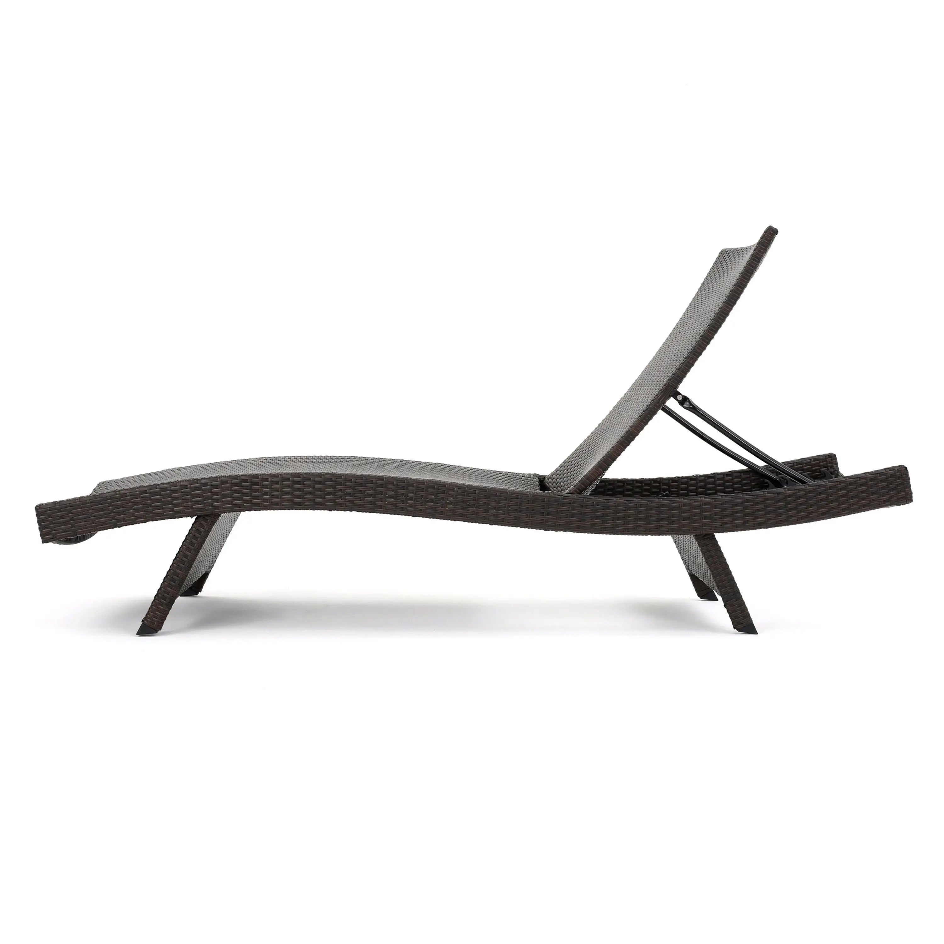 Wicker Chaise Lounge, Adjustable Backrest, Foldable, 79