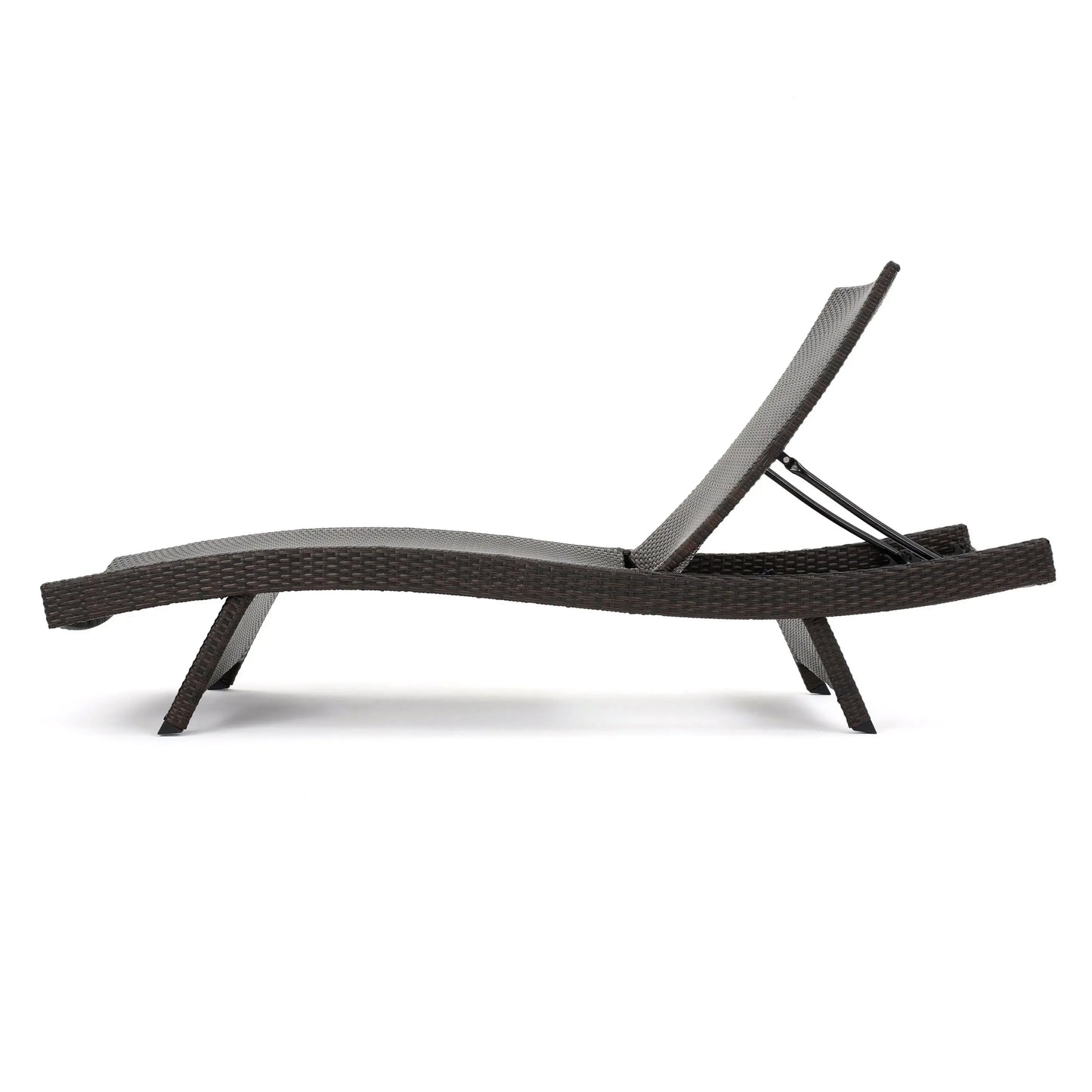 Wicker Chaise Lounge, Adjustable Backrest, Foldable, 79" L x 27.5" W x 38" H, Light Grey Lounger Chairs at Gallery Canada