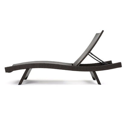 Wicker Chaise Lounge, Adjustable Backrest, Foldable, 79" L x 27.5" W x 38" H, Light Grey Lounger Chairs at Gallery Canada