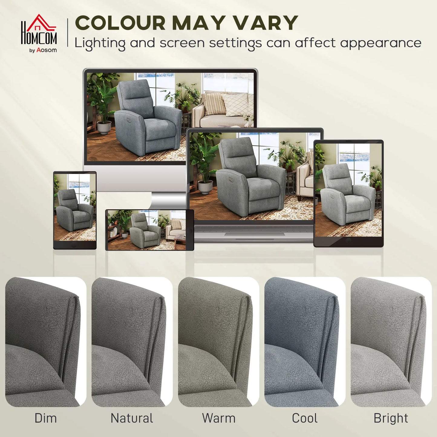 Fabric Recliner Chair, USB Ports, Footrest, Grey Sofas & Reclining Chairs at Gallery Canada
