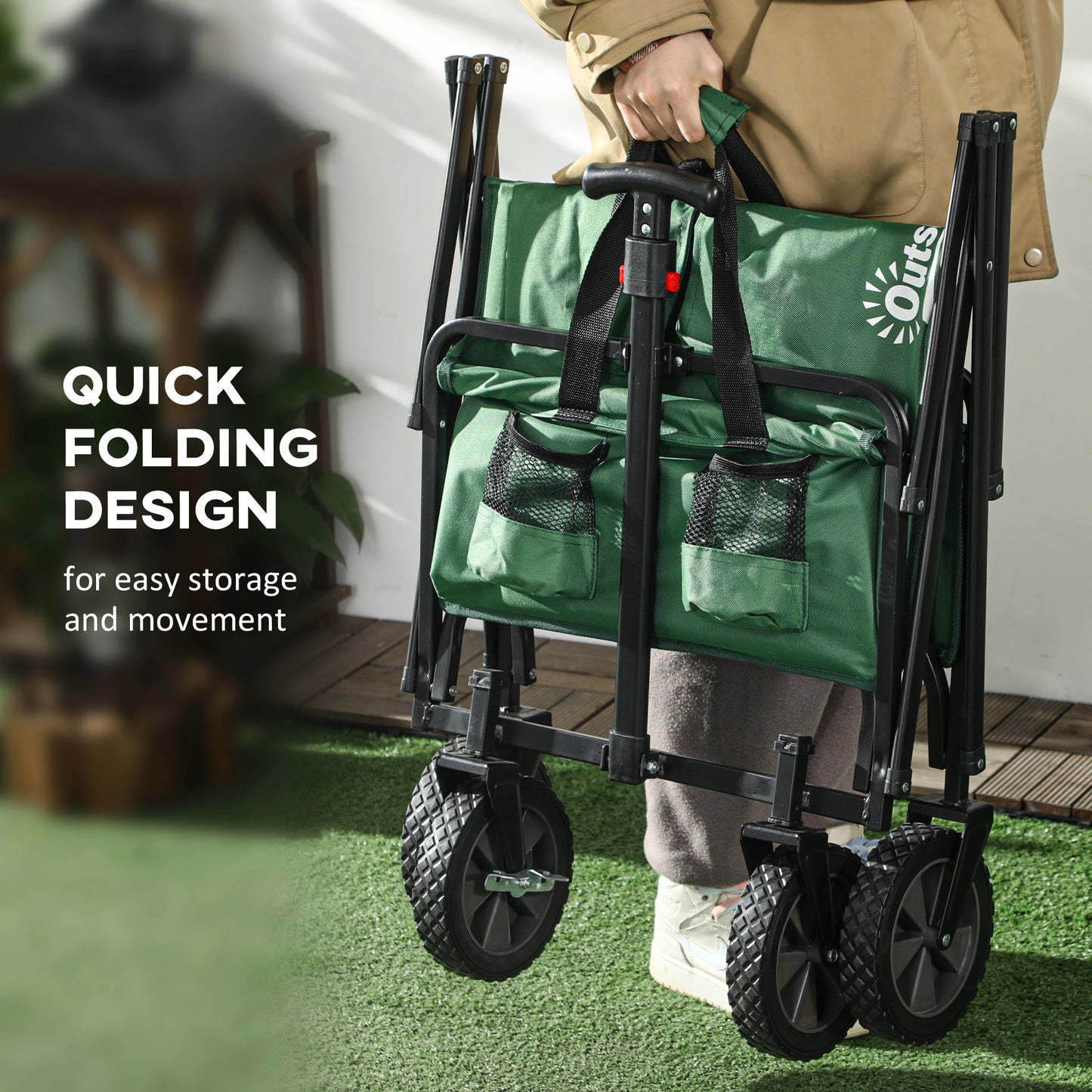 Folding Wagon Cart, Heavy Duty Outdoor Utility, Collapsible Garden Trolley, Steel Frame, Oxford Fabric Folding Garden Carts at Gallery Canada