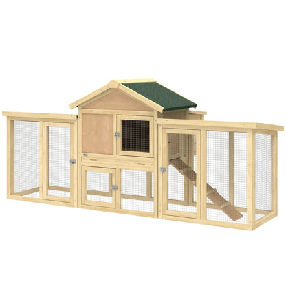 Wooden Chicken Coop, Large Rabbit Hutch, Nesting Box, Run, Ramp, Drawer Chicken Coops Natural at Gallery Canada