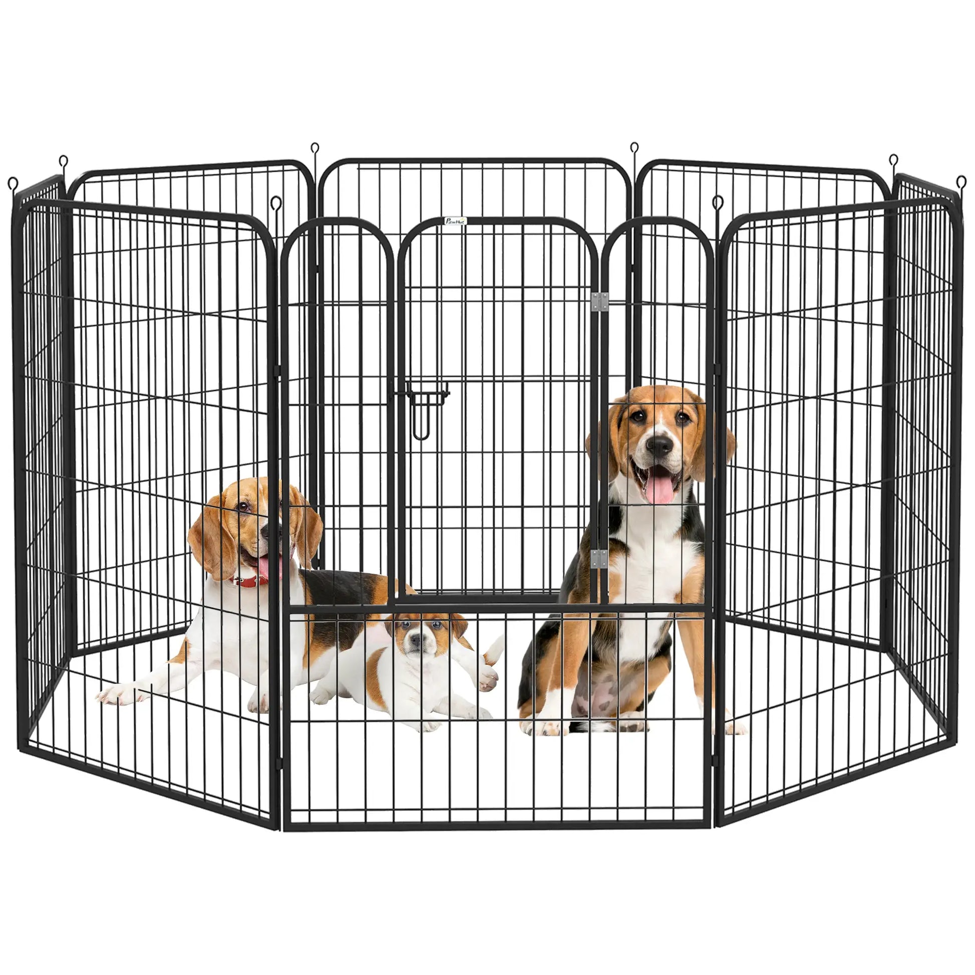 8 Panel Pet Playpen, Heavy-Duty Metal, Foldable, Indoor Outdoor, 39"H Houses, Kennels & Pens Grey at Gallery Canada