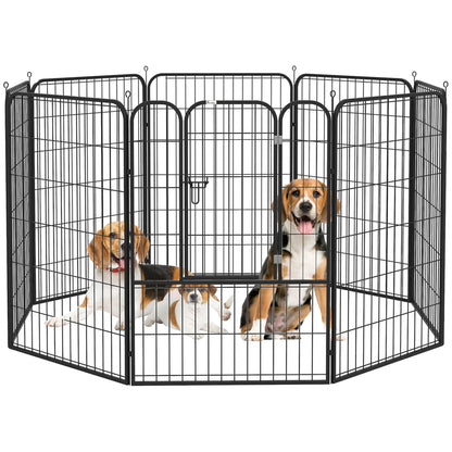 8 Panel Pet Playpen, Heavy-Duty Metal, Foldable, Indoor Outdoor, 39"H Houses, Kennels & Pens Grey at Gallery Canada