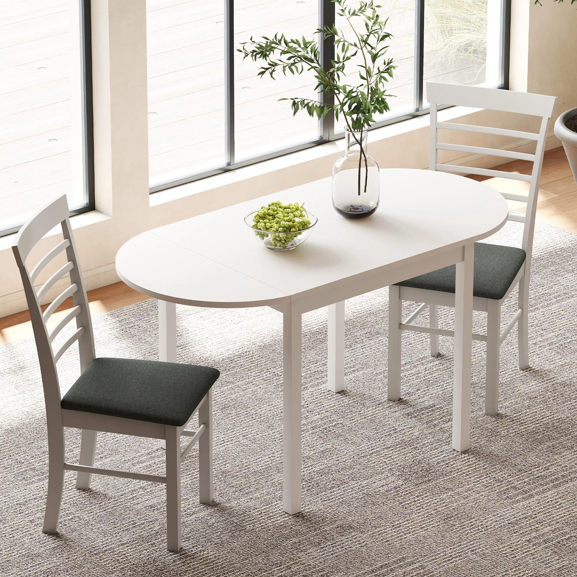 Solid Wood Kitchen Table, Drop Leaf, Folding Dining Table, White Dining Tables at Gallery Canada