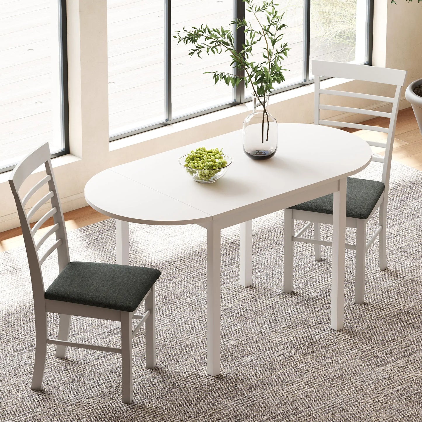Solid Wood Kitchen Table, Drop Leaf, Folding Dining Table, White Dining Tables at Gallery Canada