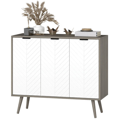Modern Sideboard Buffet, Dining Room Cabinet, Adjustable Shelves, 3 Doors, Grey Storage Cabinets White, Grey at Gallery Canada