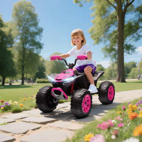 2-Seater All-Terrain 4 Wheeler, 24V Kids ATV, Electric Quad Car, Pink