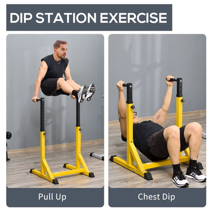Dip Station, Parallel Bar, 10 Adjustable Height, Home Gym, Yellow Power Towers at Gallery Canada