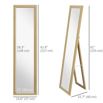 15" x 62" Full Length Mirror, Free Standing, Bedroom Living Room, Oak Full Length Mirrors at Gallery Canada