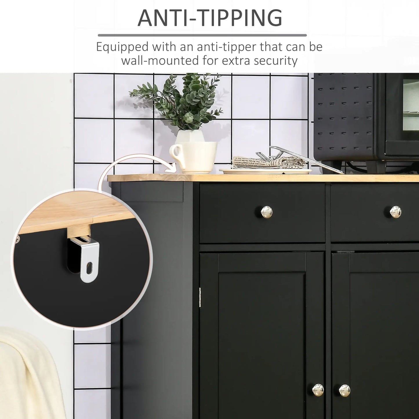 Modern Sideboard, Storage Cabinet with Drawers, Adjustable Shelves, Black Bar Cabinets at Gallery Canada