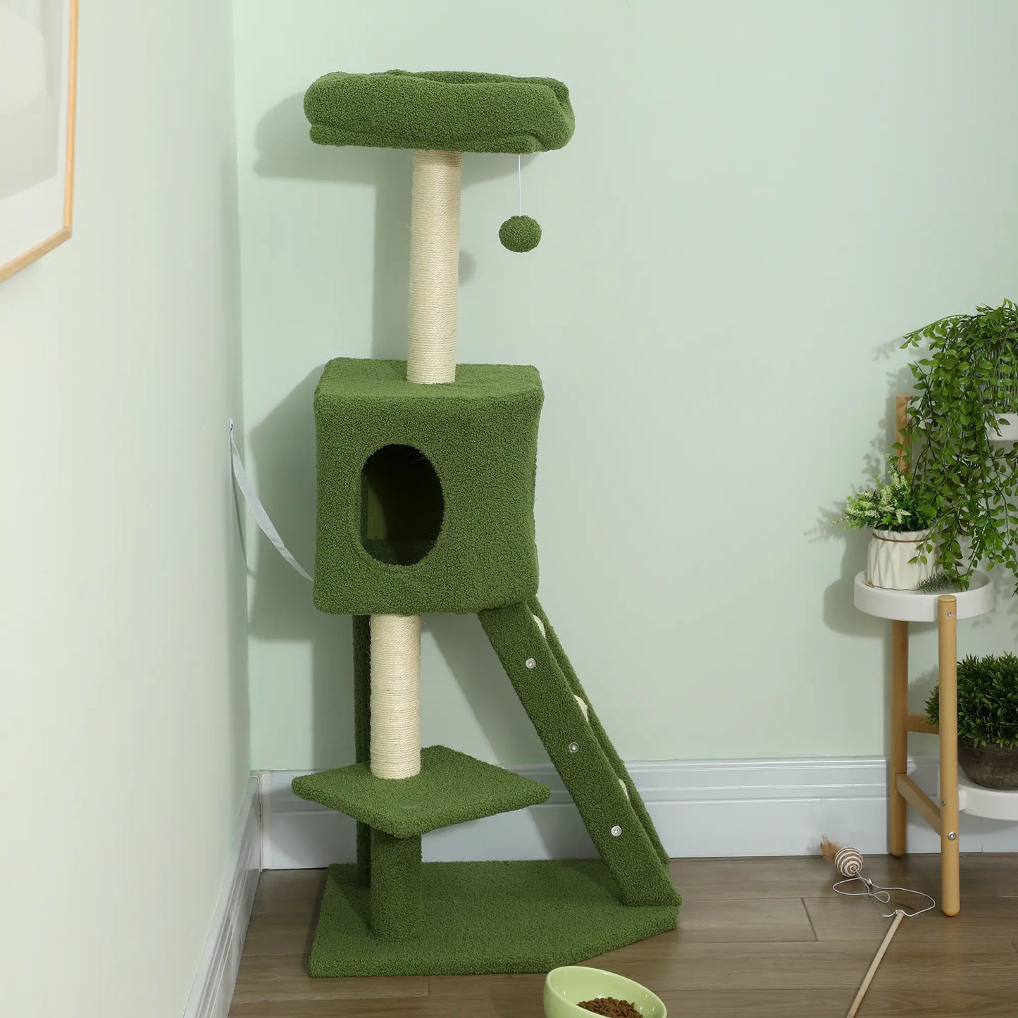 47" Tall Cat Tree Tower, Condo, Ladder, Scratching Posts, Green Cat Trees at Gallery Canada