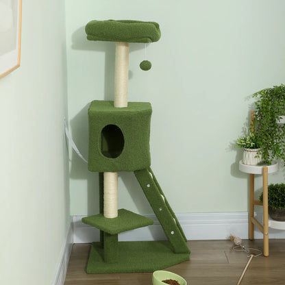 47" Tall Cat Tree Tower, Condo, Ladder, Scratching Posts, Green Cat Trees at Gallery Canada