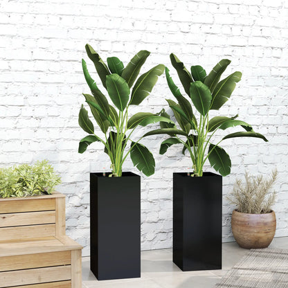 2 Pack 26 Inch Plastic Planter Box, Water Level Indicator, Black Garden Accessories at Gallery Canada