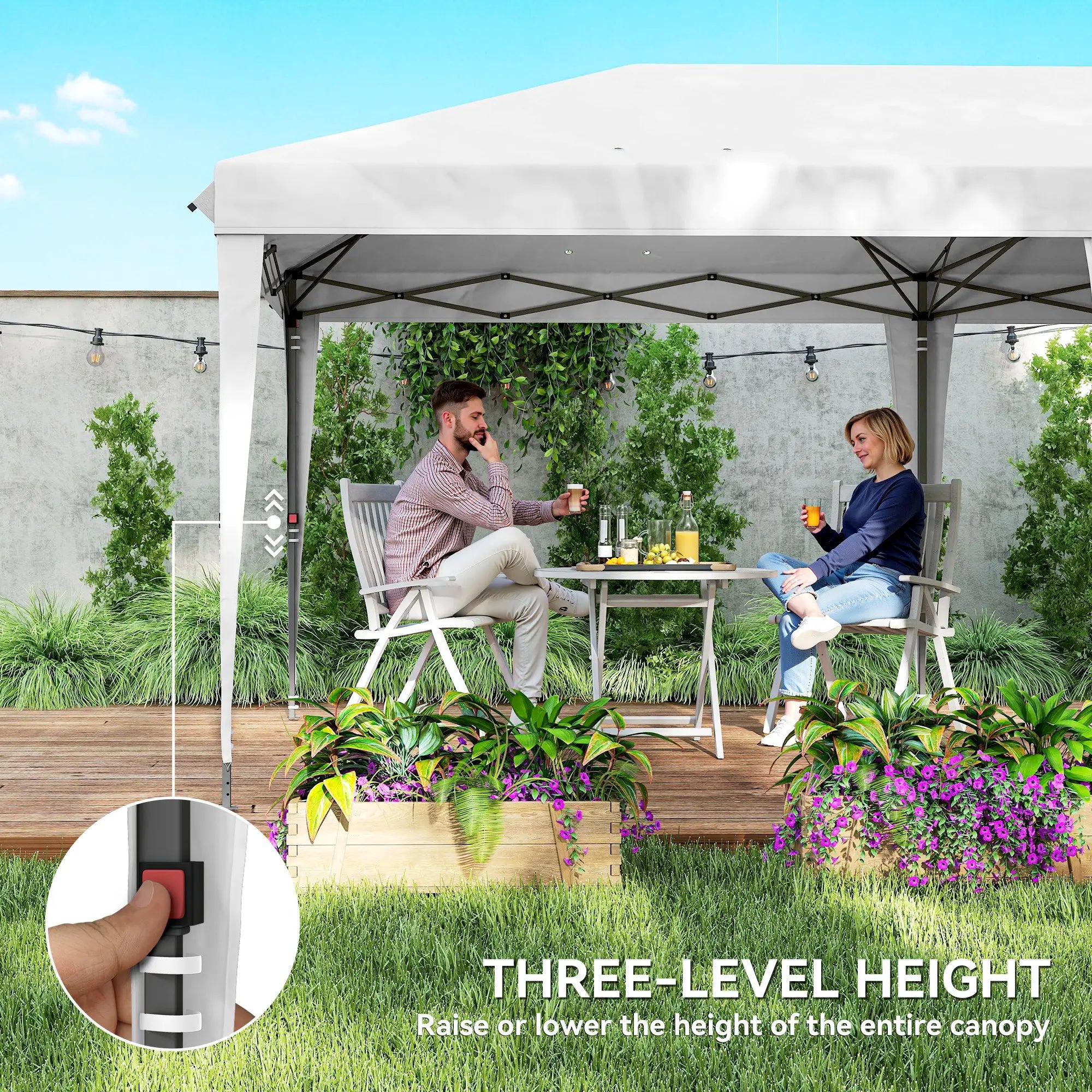 10' x 20' Outdoor Pop Up Canopy Tent, Instant Shelter With Carrying Bag, White Pop Up Canopies at Gallery Canada
