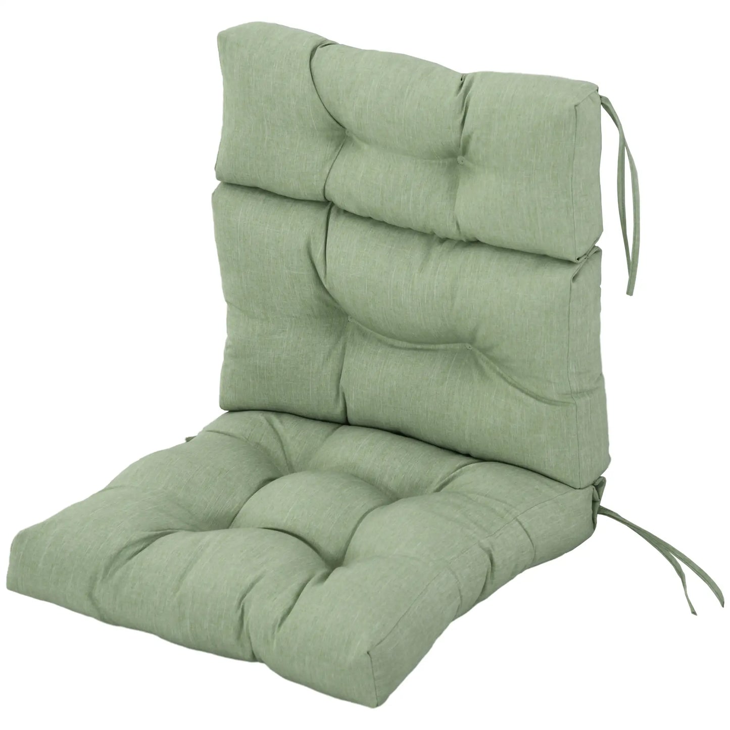 Outdoor Patio Chair Cushion, Tufted with Ties, Light Green Patio Chair Cushions Light Green at Gallery Canada