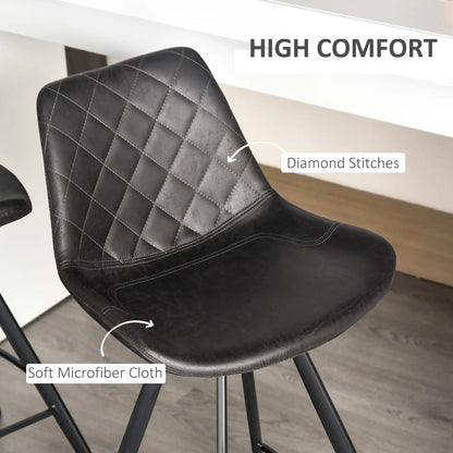 Set of 2 Microfiber Bar Stools, Kitchen Stools with Padded Seat, Black Bar Stools at Gallery Canada