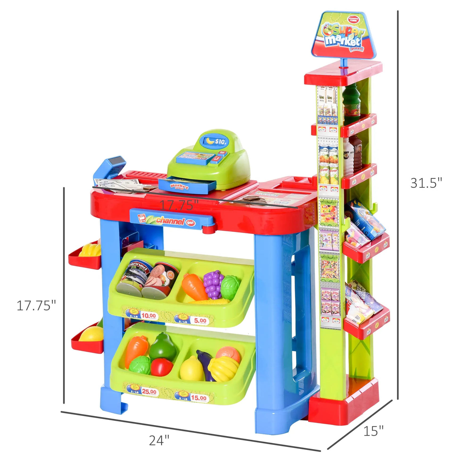 Supermarket Playset, Shopping Cart, Cash Register, Light & Sound, Age 3-6 Workbench Toy Sets at Gallery Canada