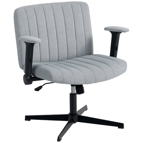 Criss Cross Chair, Flip-up Armrests, Adjustable Height, Tilting, No Wheels, Grey