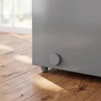 Congélateur coffre 3,5 pi³, thermostat à 7 réglages, panier en fil, gris