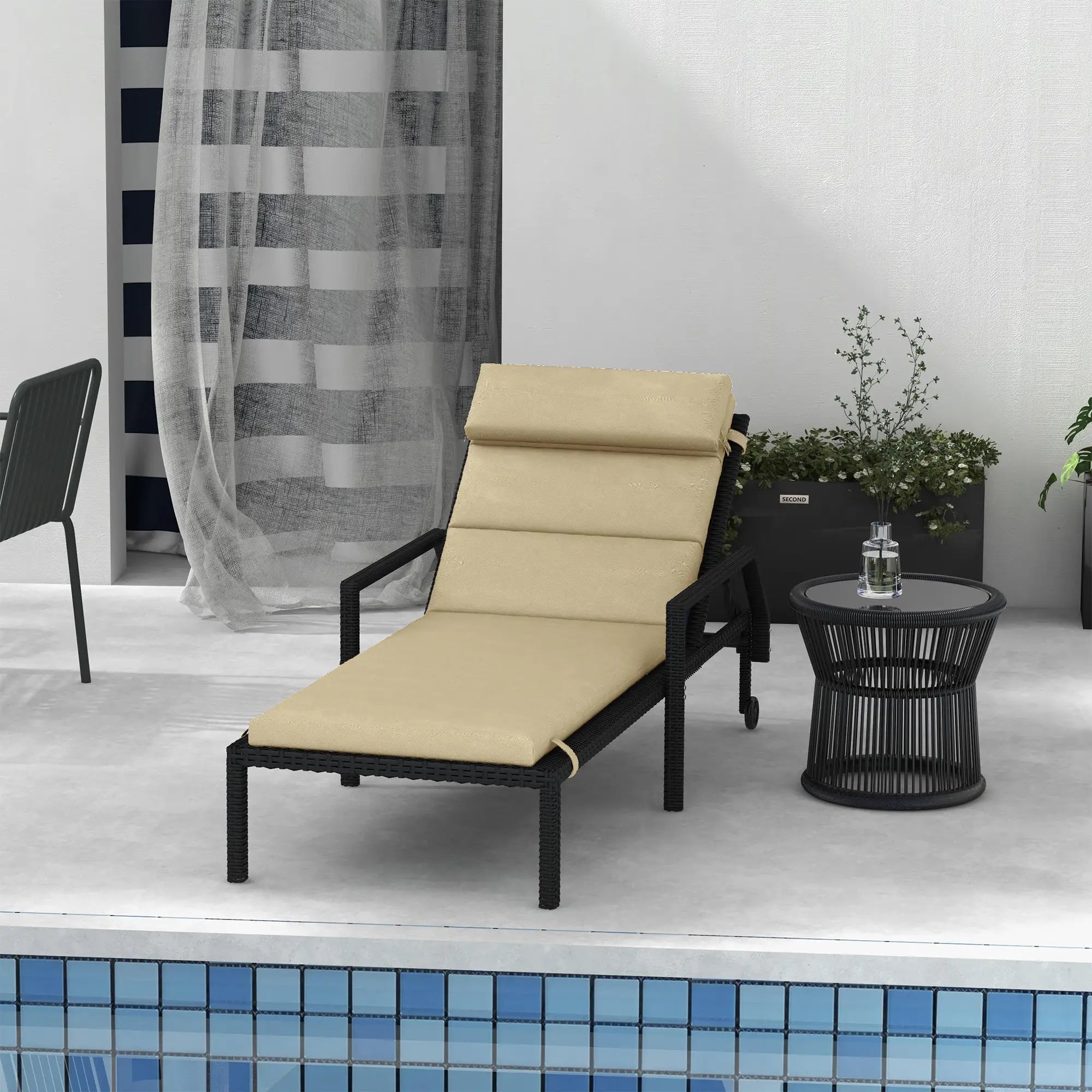 Chaise Lounge Chair Cushion, Sun Lounger Pads with Headrest, Beige Patio Chair Cushions at Gallery Canada