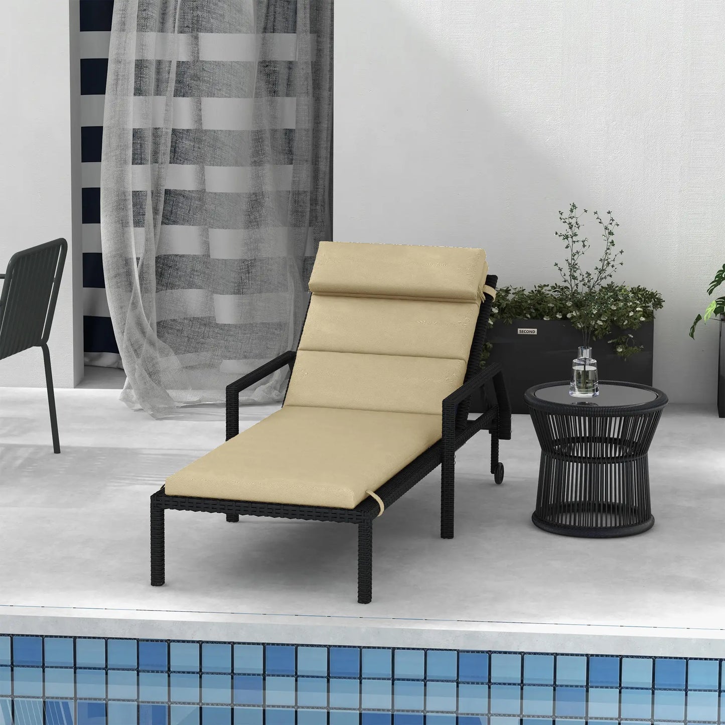Chaise Lounge Chair Cushion, Sun Lounger Pads with Headrest, Beige Patio Chair Cushions at Gallery Canada