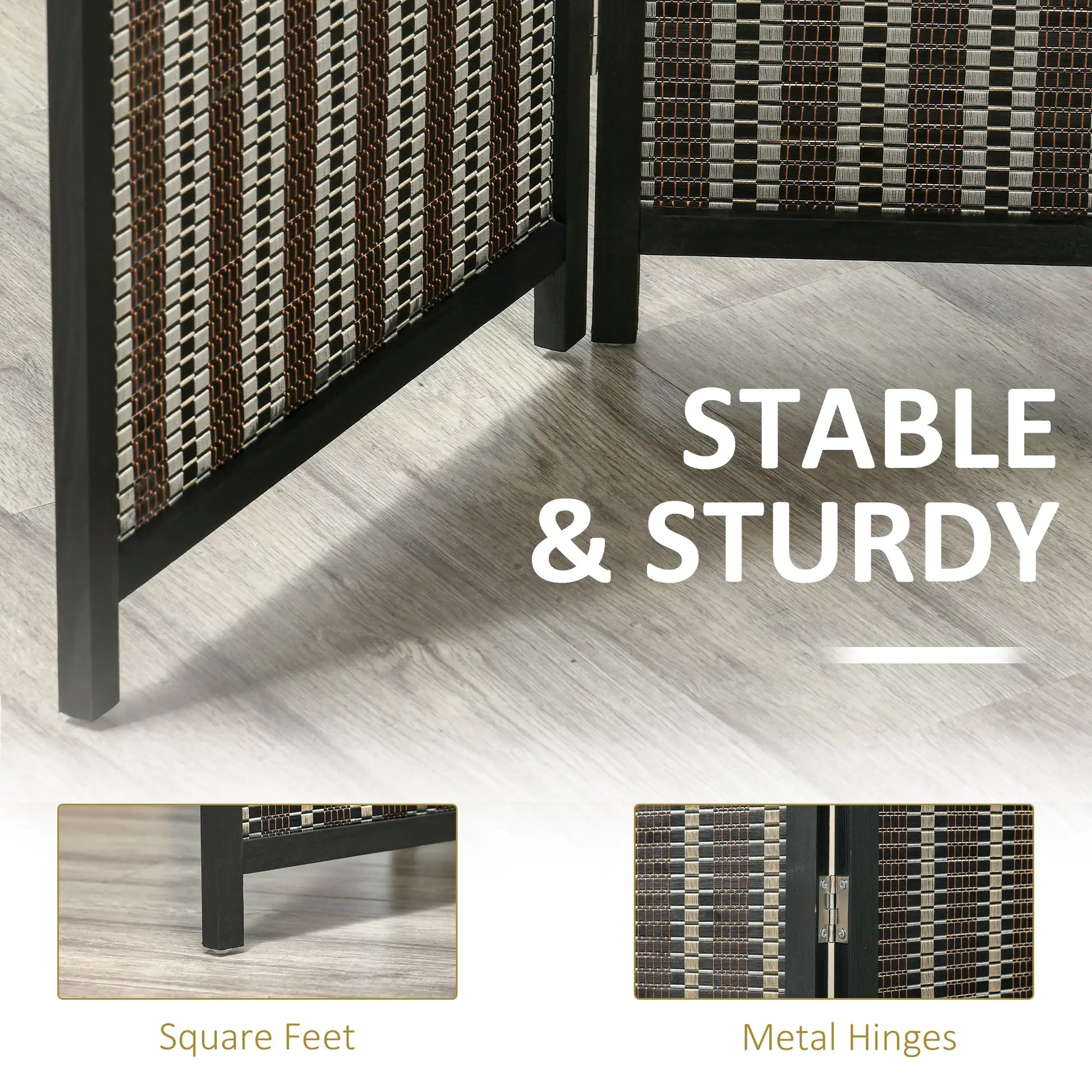 4 Panel Room Divider, 6 Ft Tall, Bamboo Hand-Woven, Brown Room Dividers at Gallery Canada