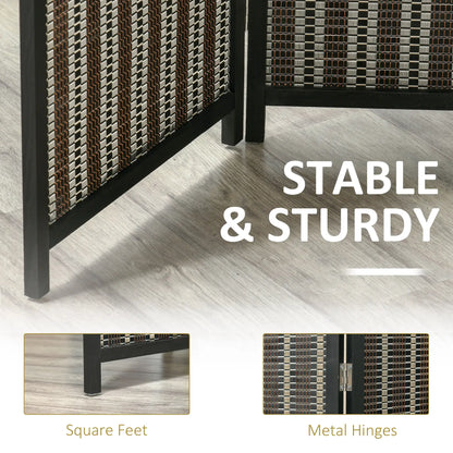 4 Panel Room Divider, 6 Ft Tall, Bamboo Hand-Woven, Brown Room Dividers at Gallery Canada