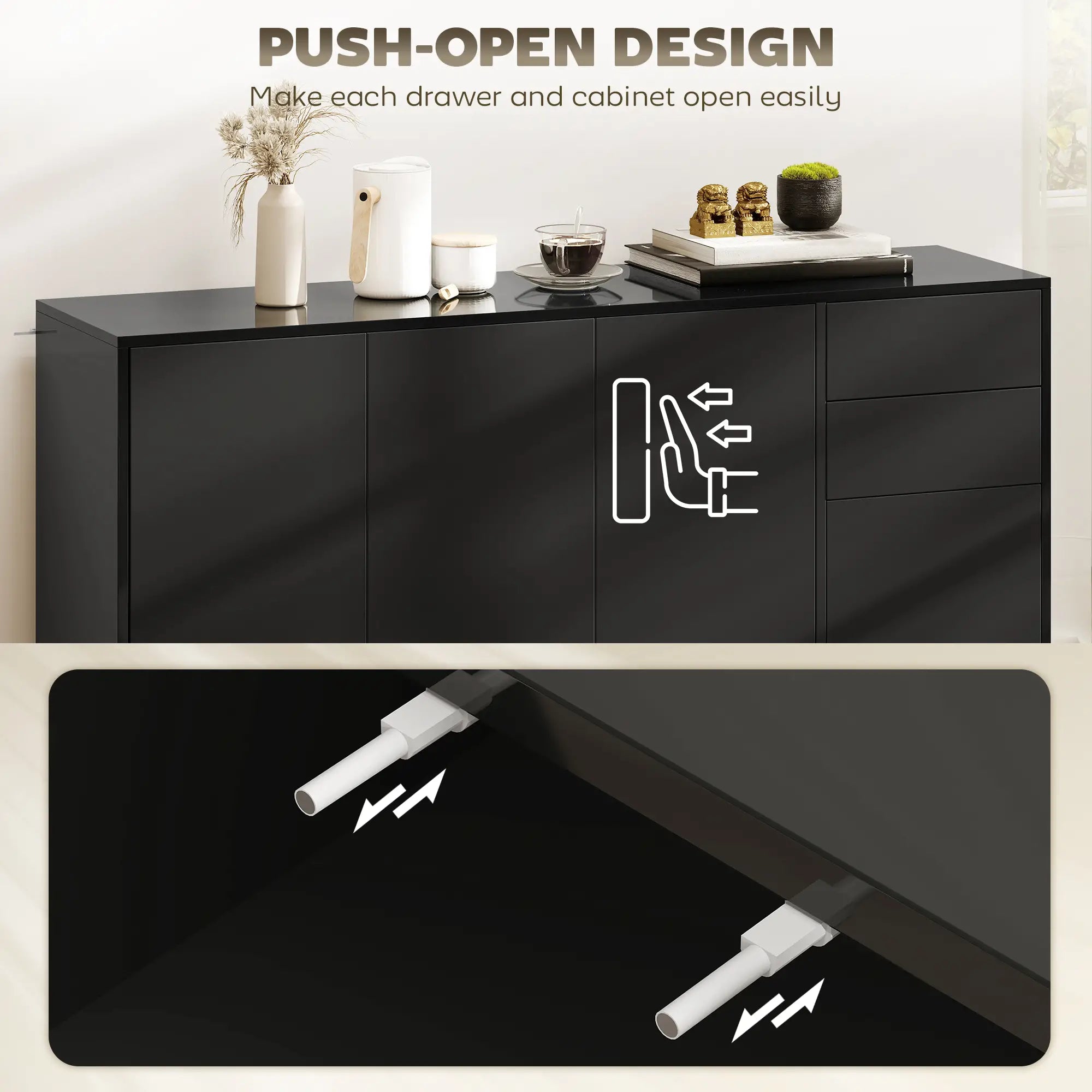 Kitchen Sideboard Storage Cabinet, Modern Coffee Bar, Black Bar Cabinets at Gallery Canada