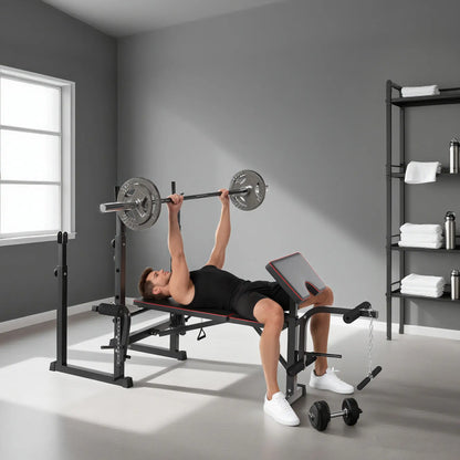 Weight Bench with Barbell Rack, Preacher Curl, Leg Curl Machine Weight Benches at Gallery Canada