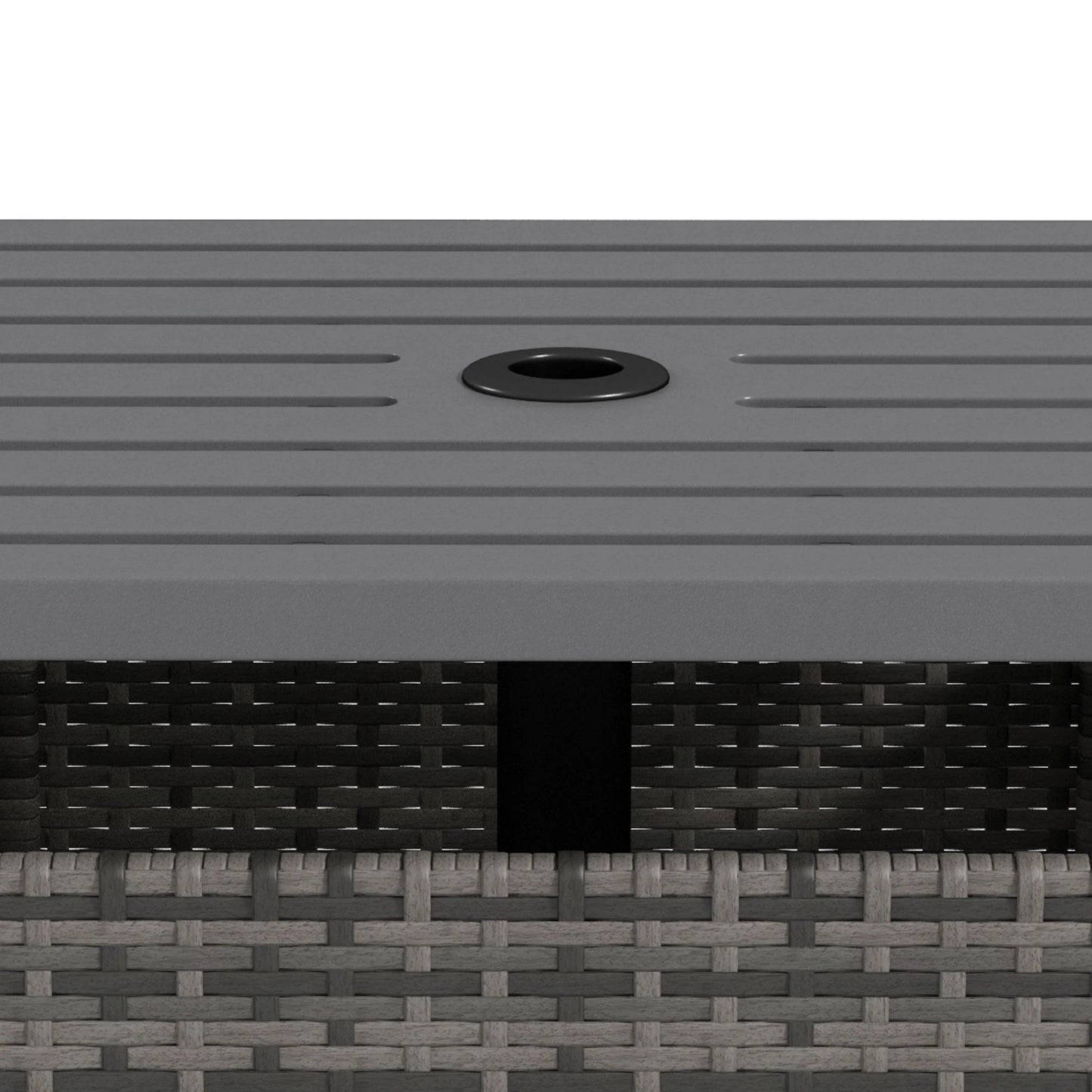 Rattan Coffee Table, Wicker Patio, Umbrella Hole, Mixed-Grey Patio Side Tables at Gallery Canada