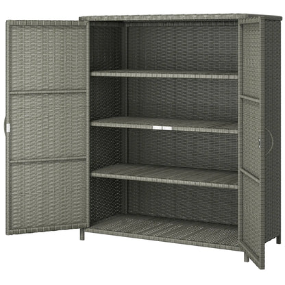 Wicker Outdoor Storage Cabinet, 4 Shelves, 2 Doors, Dark Grey Patio Storage Boxes Dark Grey at Gallery Canada