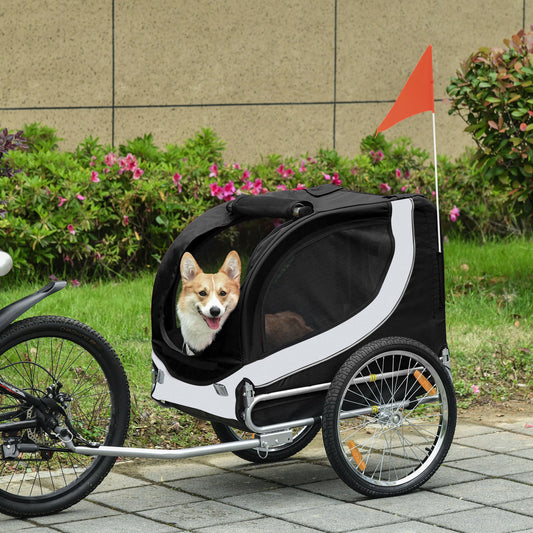 Dog Bike, Trailer Pet Cart, Bicycle Wagon, Travel Cargo, Carrier Attachment with Hitch, Foldable for Travelling, White - Gallery Canada