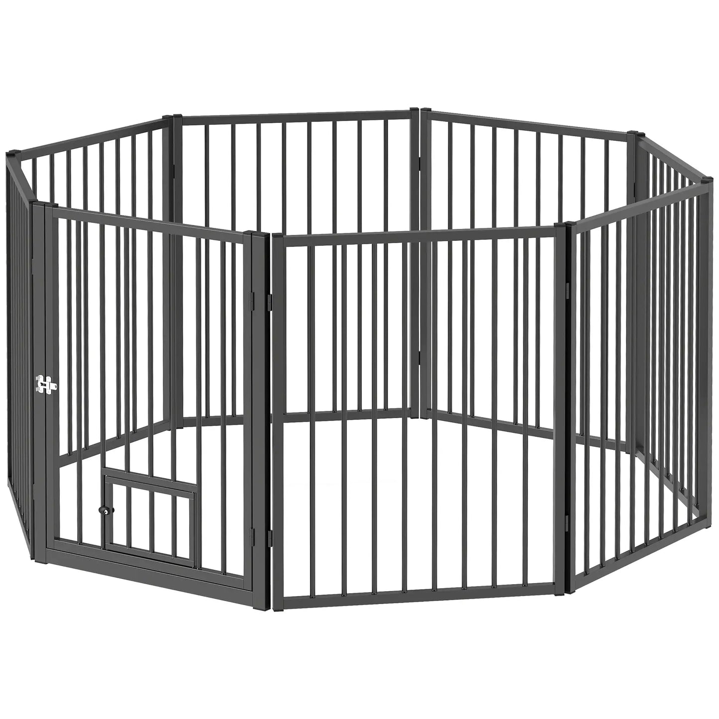 8 Panels Dog Playpen, Foldable Portable, Small Medium Dogs, 30"H Houses, Kennels & Pens Black at Gallery Canada