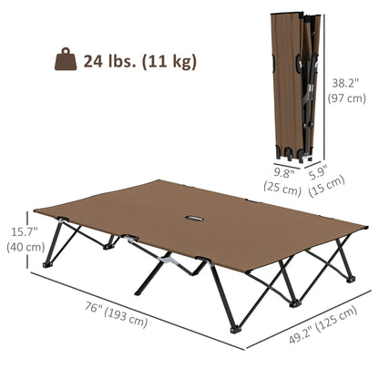 76" Two Person Folding Camping Cot, Portable Military Bed, Khaki Camping Cots at Gallery Canada