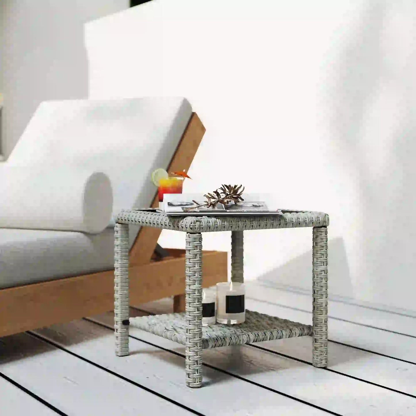 19 Outdoor Wicker Coffee Table, Glass Top, Storage Shelf, Dark Grey Patio Dinning Tables at Gallery Canada