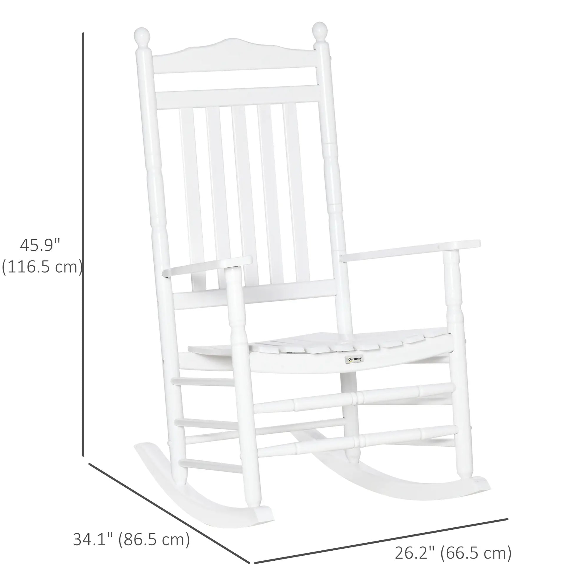 Wooden Outdoor Rocking Chair, Patio Chair with Slatted Back, White Outdoor Rocking Chairs at Gallery Canada