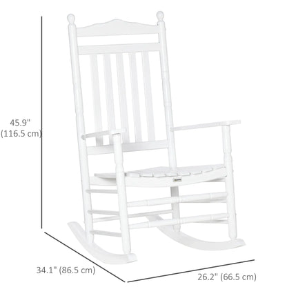 Wooden Outdoor Rocking Chair, Patio Chair with Slatted Back, White Outdoor Rocking Chairs at Gallery Canada
