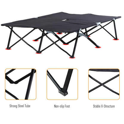 76" Two Person Folding Camping Cot, Portable Military Bed, Black Camping Cots at Gallery Canada