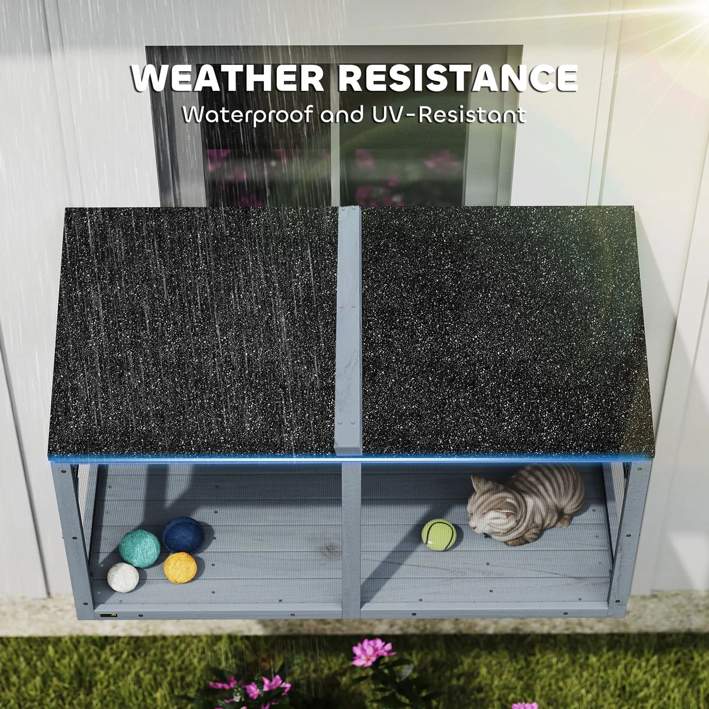 Outdoor Cat Enclosure, Expandable Wooden Cat House, 51.2"L Outdoor Cat Enclosures at Gallery Canada