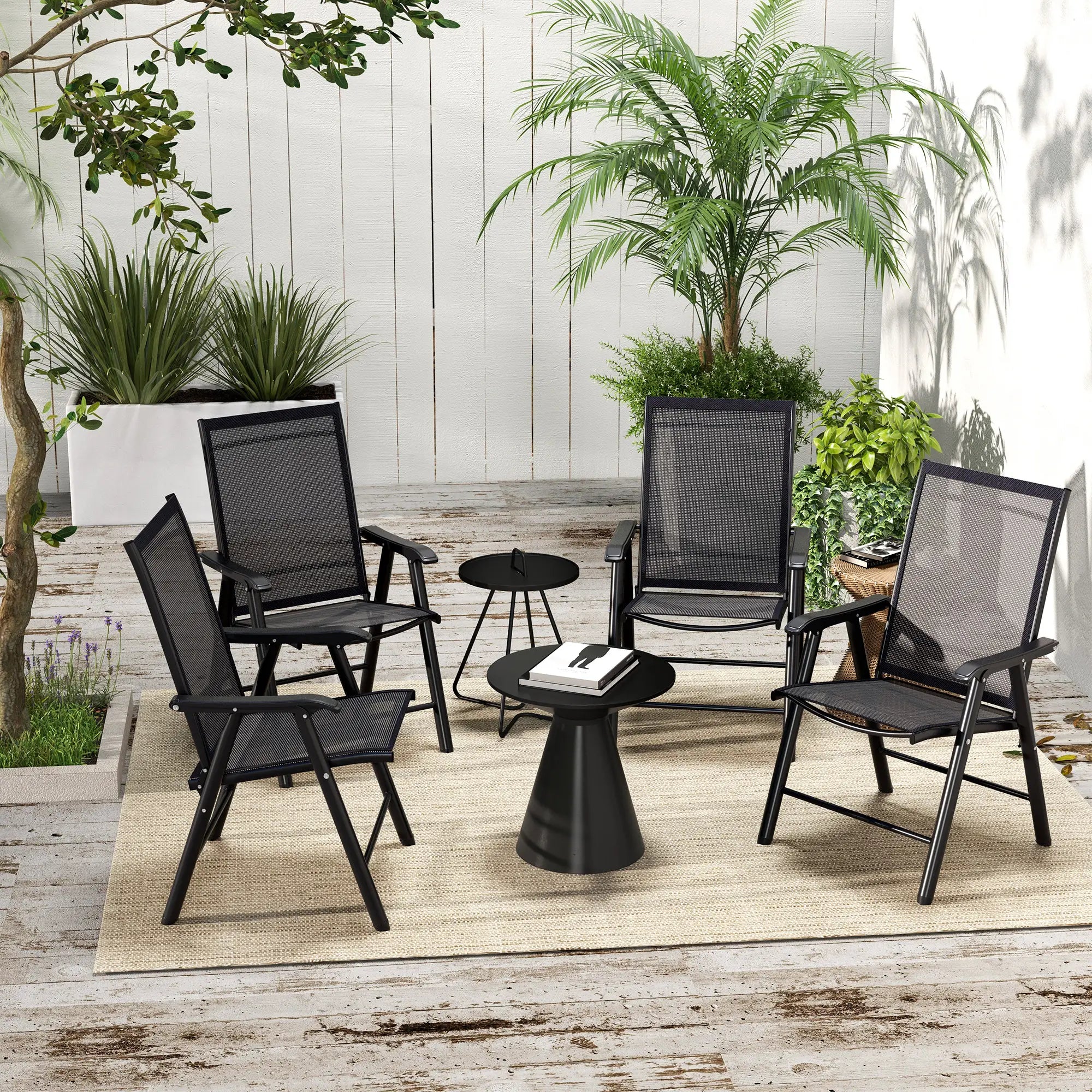 4 Piece Folding Chair Set, Patio Outdoor Furniture, Black Patio Chairs at Gallery Canada