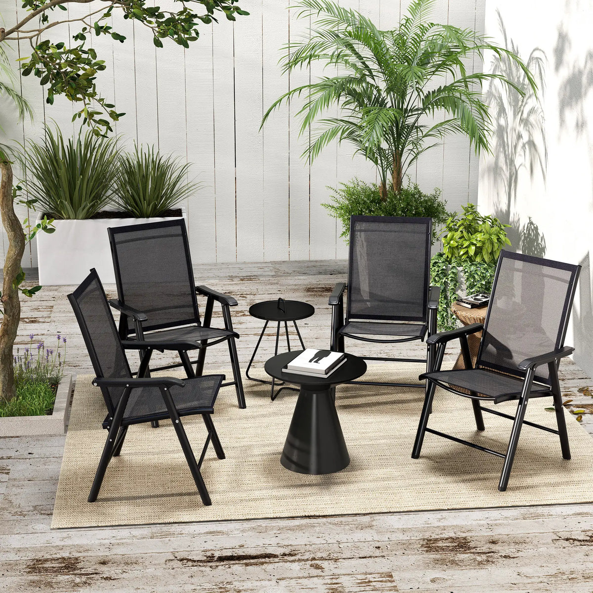 4 Piece Folding Chair Set, Patio Outdoor Furniture, Black Patio Chairs at Gallery Canada