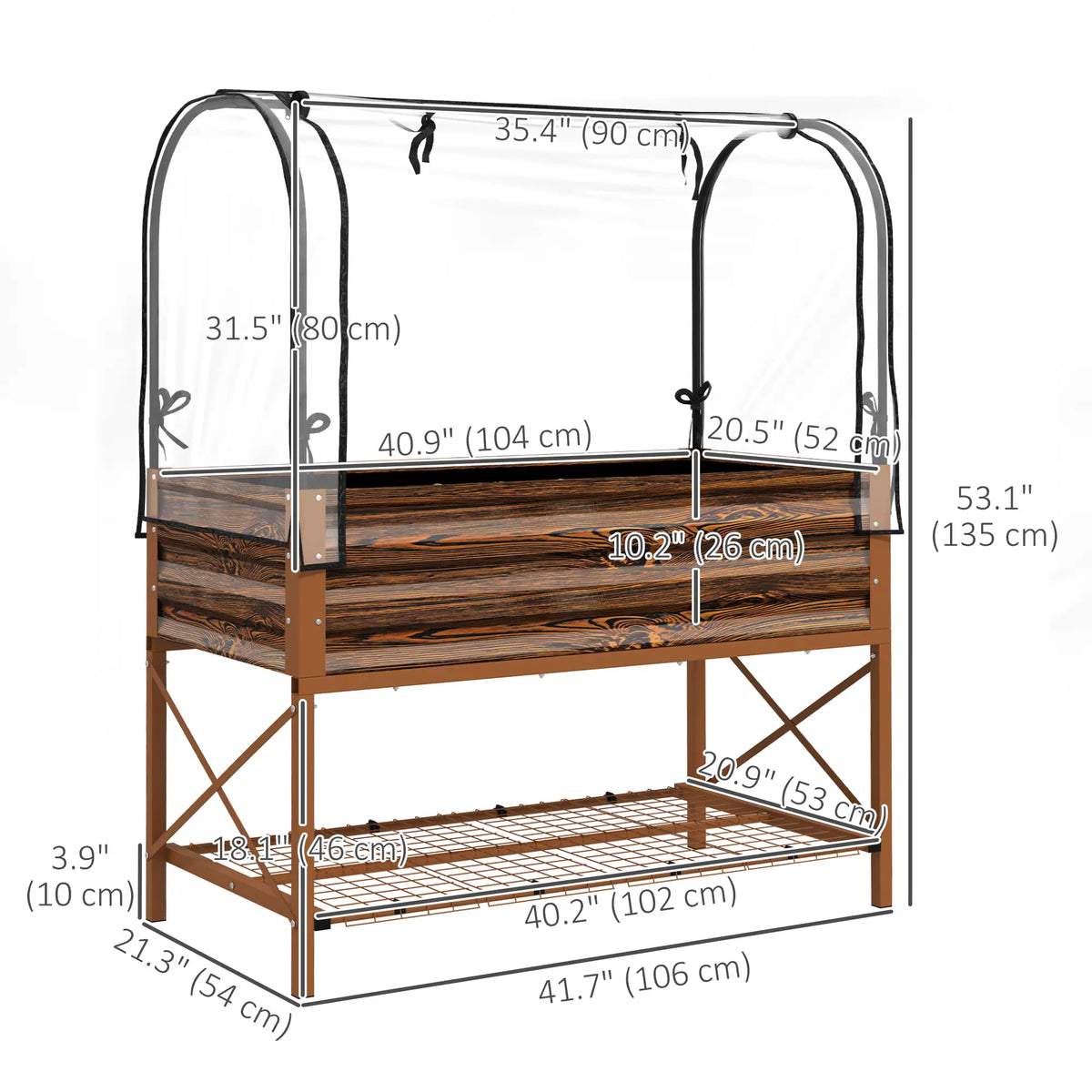Metal Raised Garden Bed With Cover, 48 Inch, Dark Brown Elevated Garden Beds at Gallery Canada