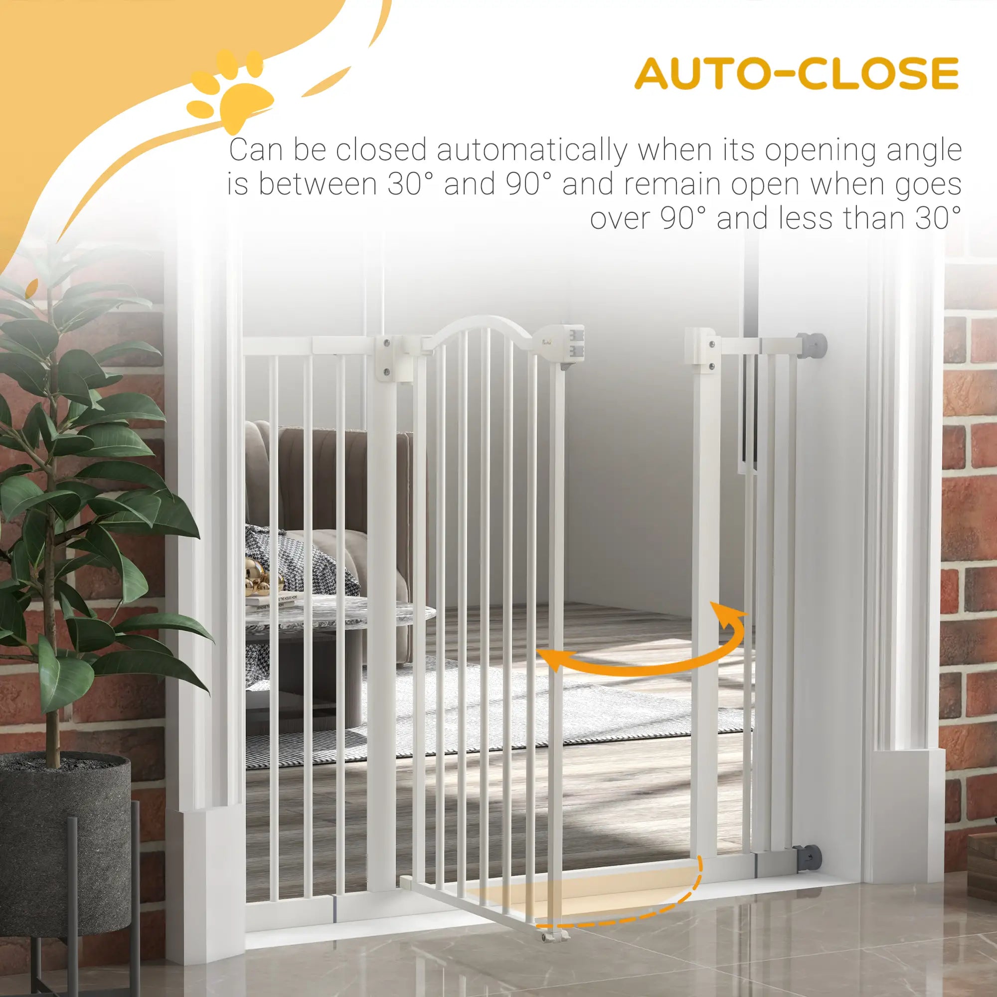 Extra Tall Dog Gate with Door, Pressure Fit, Auto Close, 29
