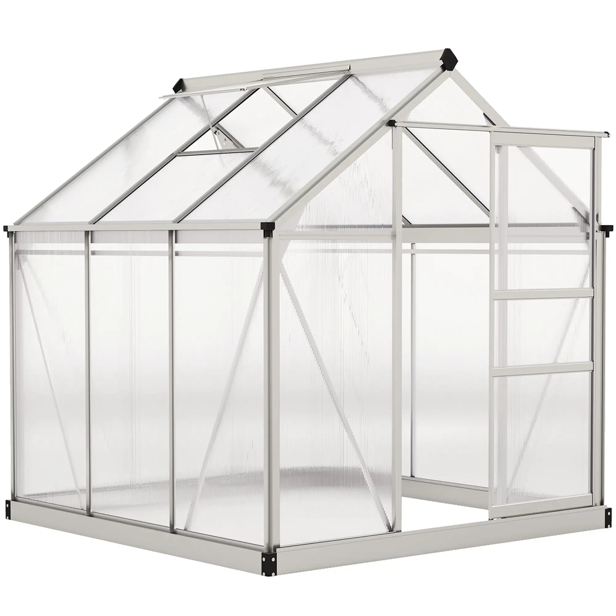 6' x 6' x 6.6' Polycarbonate Greenhouse, Walk-In Garden Kit, Silver Walk In Greenhouses at Gallery Canada