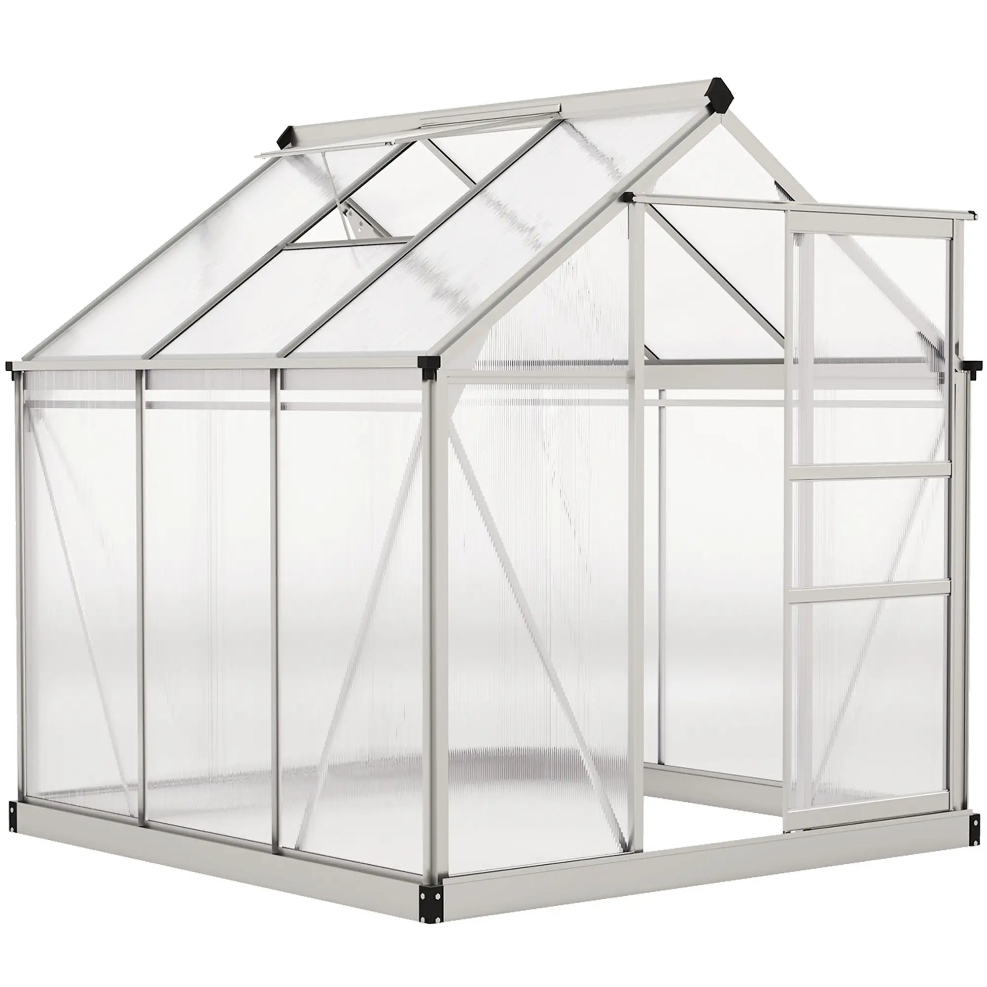 6' x 6' x 6.6' Polycarbonate Greenhouse, Walk-In Garden Kit, Silver Walk In Greenhouses at Gallery Canada