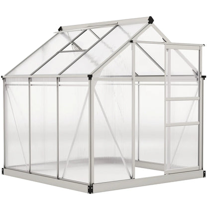 6' x 6' x 6.6' Polycarbonate Greenhouse, Walk-In Garden Kit, Silver Walk In Greenhouses at Gallery Canada