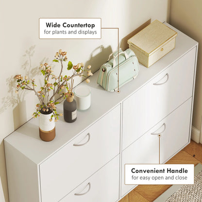 Flip Down Shoe Rack, Wooden Shelf, 4 Drawer Organizer, White Shoe Storage Cabinets & Racks at Gallery Canada
